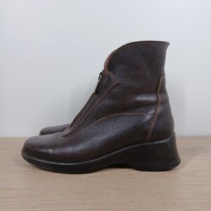 La CANADIENNE Dark Brown Leather Zip Ankle Boots